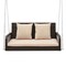 Costway Patio Wicker Porch Swing 2-Person Hanging Loveseat Bench Chair with Cushions Beige/Black